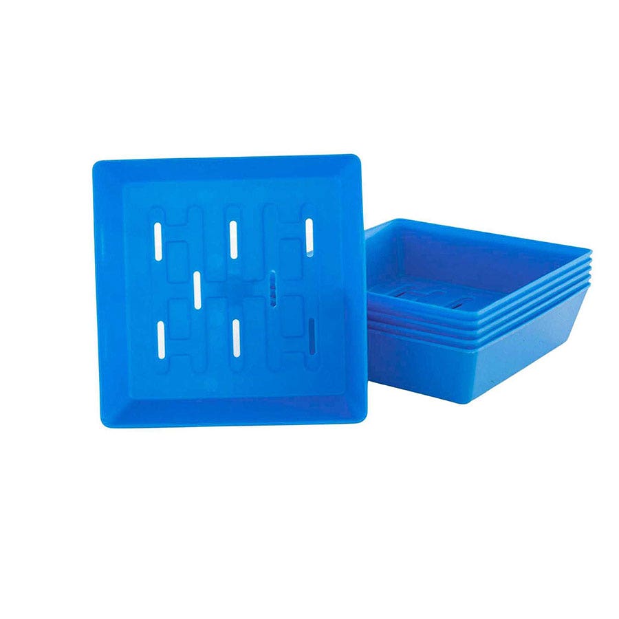 Microgreen 5x5 Trays Multicolor - holes, extra strength, shallow 1.25 inches deep
