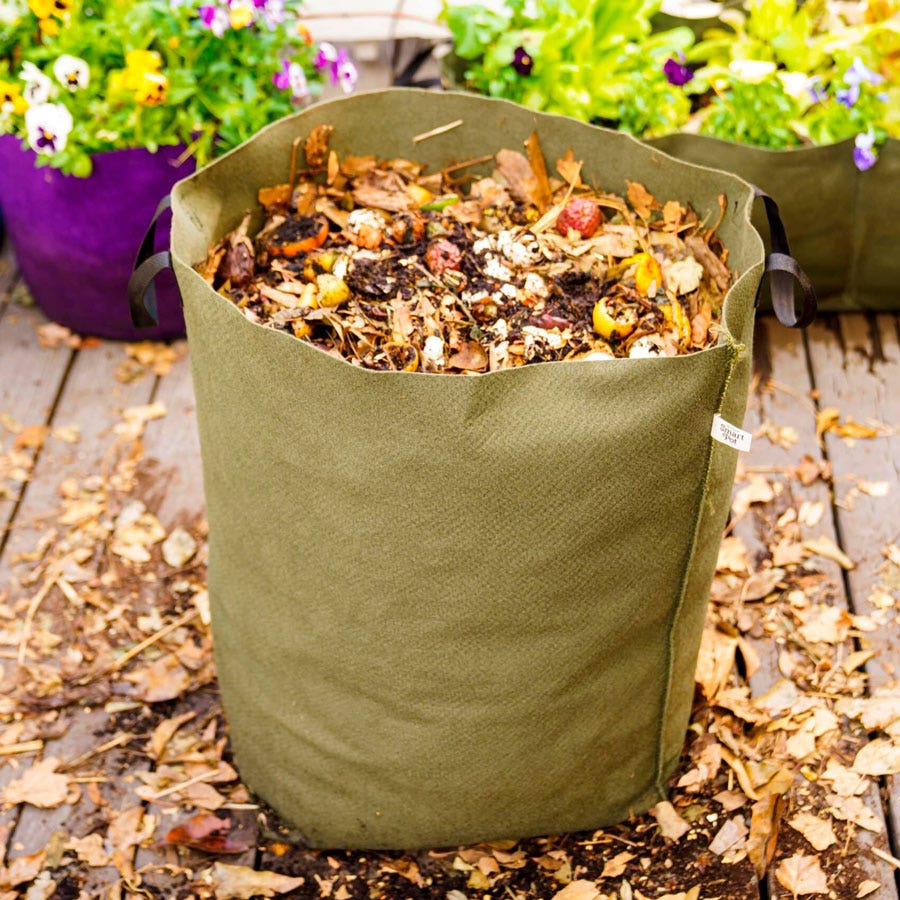 Smart Pot® Urban Compost Sak with Cover 50-Gallon Fabric Bin (Green)
