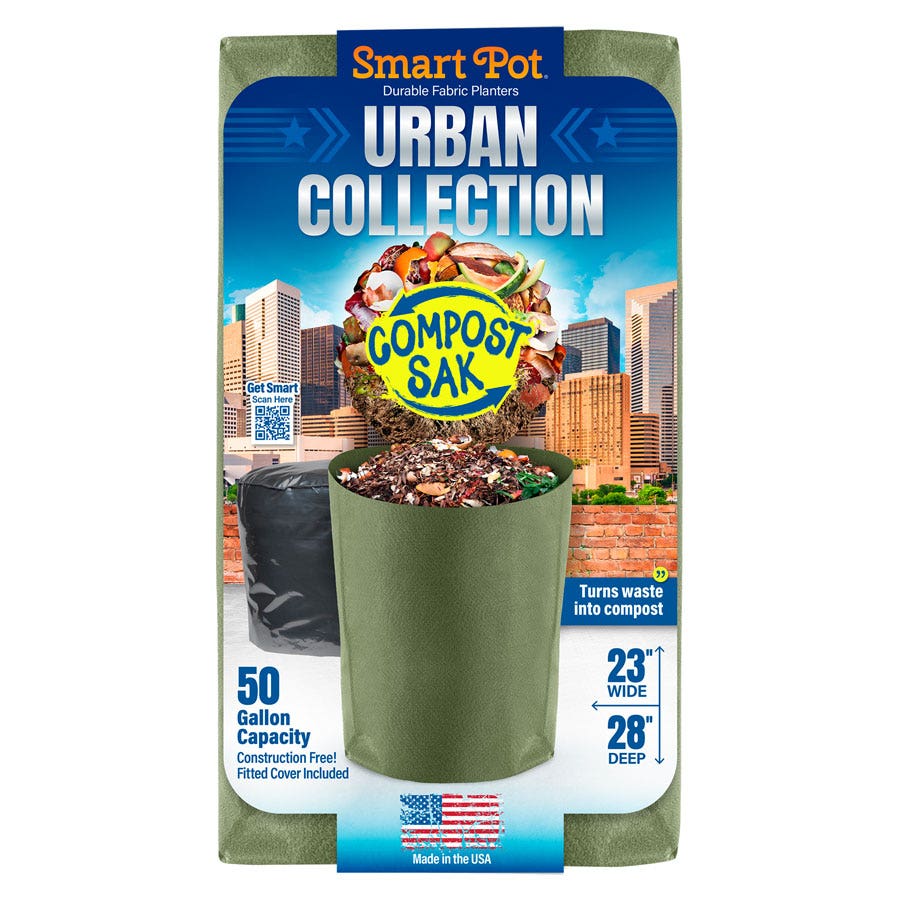 Smart Pot® Urban Compost Sak with Cover 50-Gallon Fabric Bin (Green)