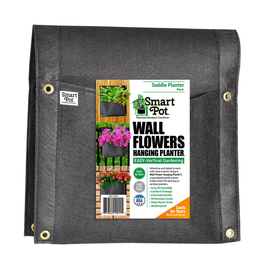 best fabric plant pots Smart Pot Wall Flower Saddle Planter 6-Gallon Fabric Planter (Black) | approx. 6-Gallon (16" x 18" x 2")