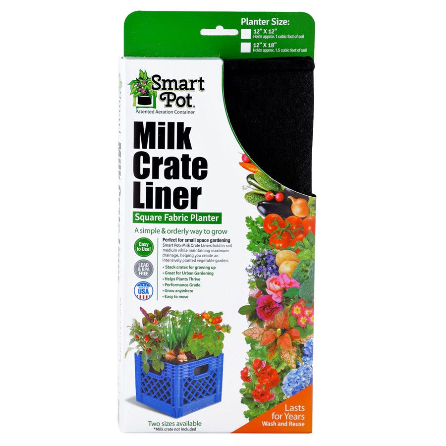 Smart Pot® Milk Crate Liner 12-inch Square Fabric Planter (Black)