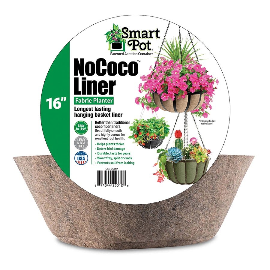 hanging basket plant liners Smart Pot NoCoco Liners - 14 & 16 Inch Fabric Planters (Natural)