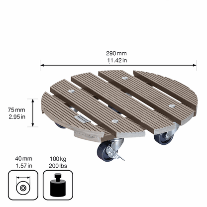 Wagner®11.4-Inch Round Plant Caddy - Taupe Brown