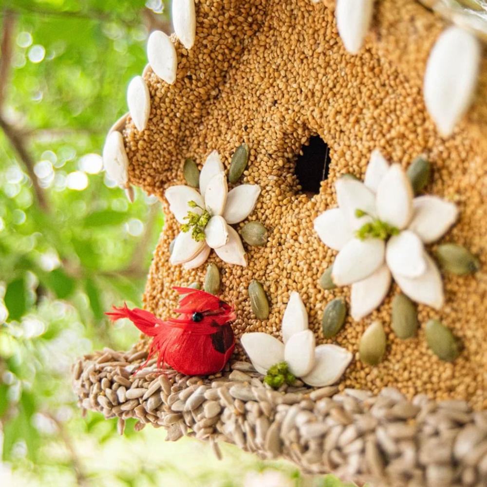 Winter Poinsettia Birdseed House