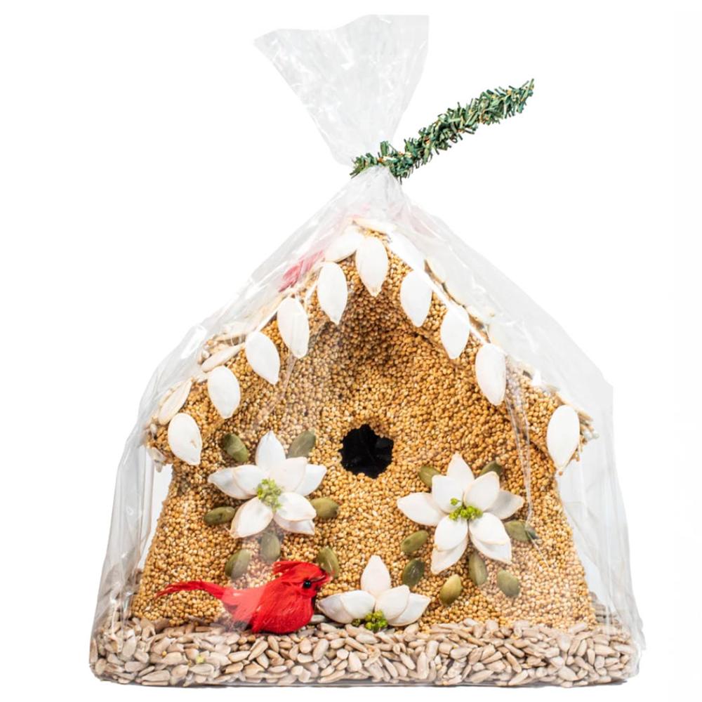 Winter Poinsettia Birdseed House