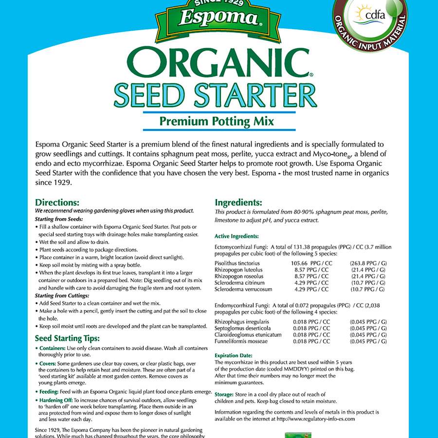 espoma organic seed starter potting mix Espoma Organic Seed Starter Mix | 8 Quart Bag