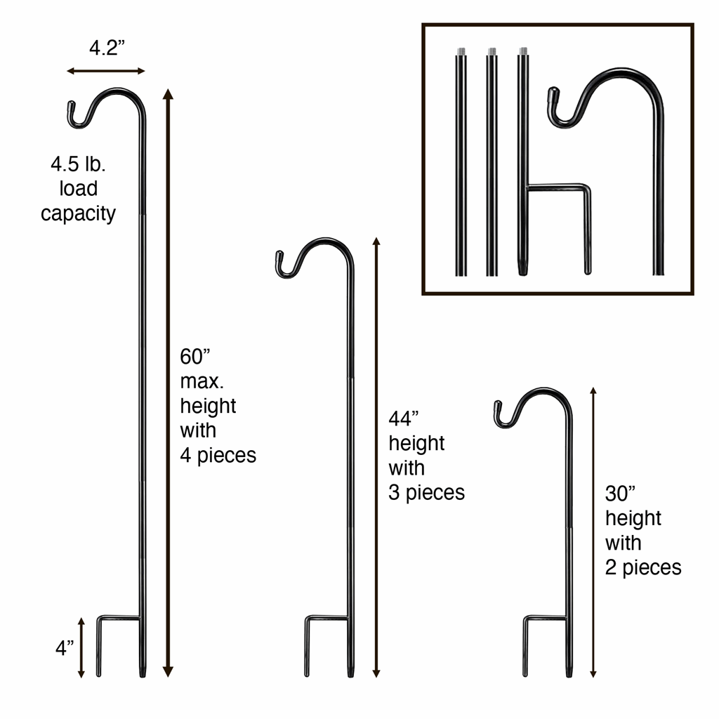 26-56-Inch Adjustable Shepherd's Hook