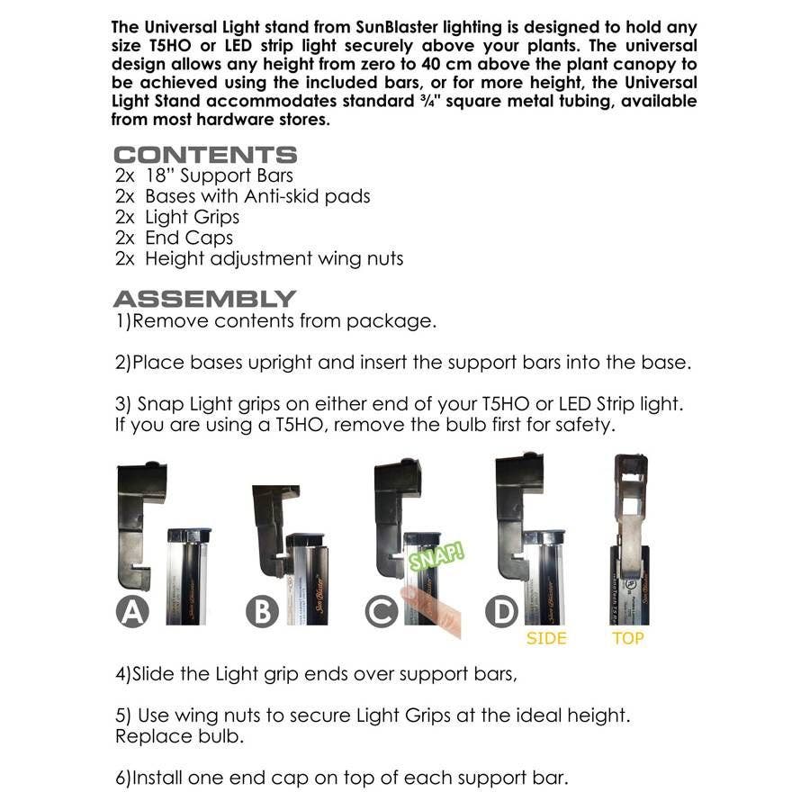 SunBlaster™ Universal T5 Grow Light Stand for Seed Starting