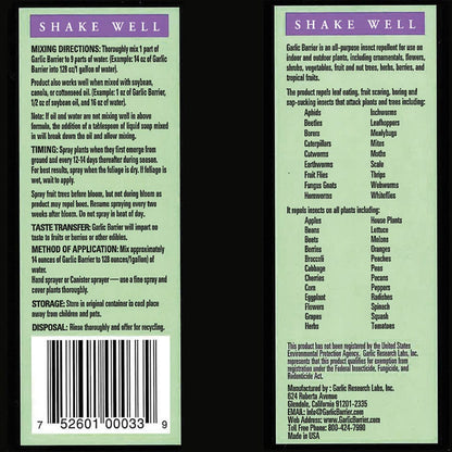 barrier herbicide mixing instructions Garlic Barrier® Organic Garden Insect Repellent Concentrate 32 oz